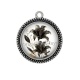 Pendentif Cabochon Argent - fleur exotique