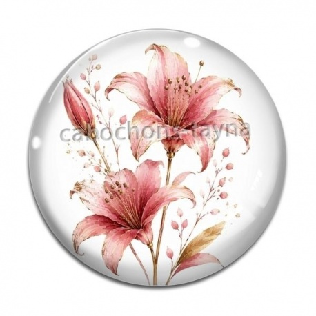 Cabochon Verre - fleur exotique