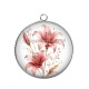 Pendentif Cabochon Argent - fleur exotique