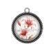 Pendentif Cabochon Argent - fleur exotique