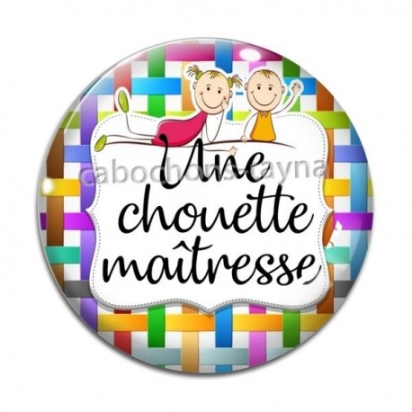 Cabochon Verre - chouette maîtresse