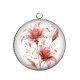 Pendentif Cabochon Argent - fleur exotique