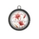 Pendentif Cabochon Argent - fleur exotique