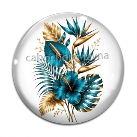 Cabochon Verre - fleur exotique