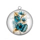 Pendentif Cabochon Argent - fleur exotique