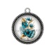 Pendentif Cabochon Argent - fleur exotique