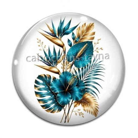Cabochon Verre - fleur exotique