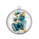 Pendentif Cabochon Argent - fleur exotique