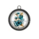 Pendentif Cabochon Argent - fleur exotique