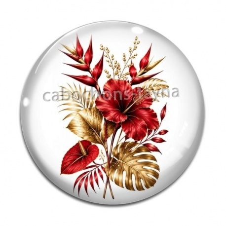 Cabochon Verre - fleur exotique