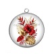 Pendentif Cabochon Argent - fleur exotique