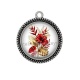 Pendentif Cabochon Argent - fleur exotique