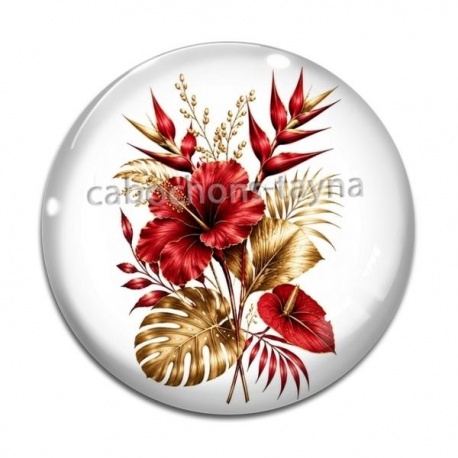 Cabochon Verre - fleur exotique
