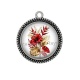 Pendentif Cabochon Argent - fleur exotique