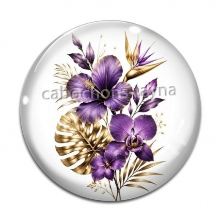 Cabochon Verre - fleur exotique