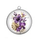 Pendentif Cabochon Argent - fleur exotique