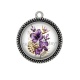 Pendentif Cabochon Argent - fleur exotique