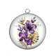 Pendentif Cabochon Argent - fleur exotique