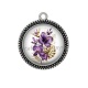 Pendentif Cabochon Argent - fleur exotique