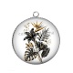 Pendentif Cabochon Argent - fleur exotique