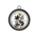 Pendentif Cabochon Argent - fleur exotique