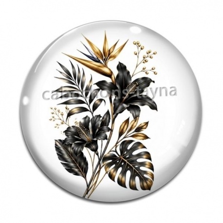 Cabochon Verre - fleur exotique