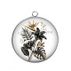 Pendentif Cabochon Argent - fleur exotique