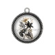 Pendentif Cabochon Argent - fleur exotique
