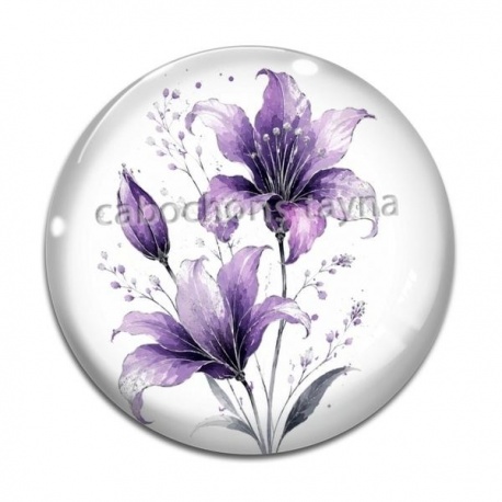 Cabochon Verre - fleur exotique