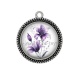 Pendentif Cabochon Argent - fleur exotique