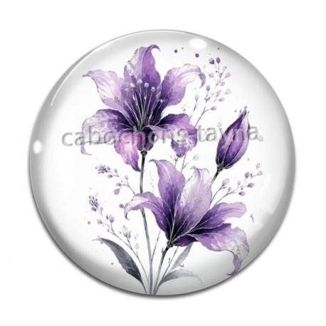 Cabochon Verre - fleur exotique