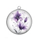 Pendentif Cabochon Argent - fleur exotique
