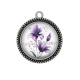 Pendentif Cabochon Argent - fleur exotique