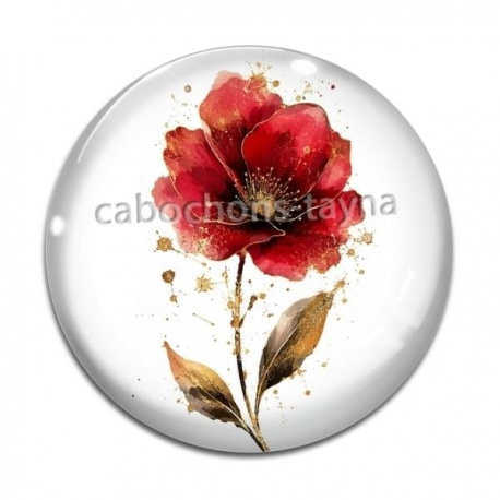 Cabochon Verre - coquelicot