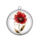 Pendentif Cabochon Argent - coquelicot