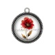 Pendentif Cabochon Argent - coquelicot