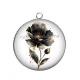 Pendentif Cabochon Argent - coquelicot