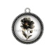 Pendentif Cabochon Argent - coquelicot