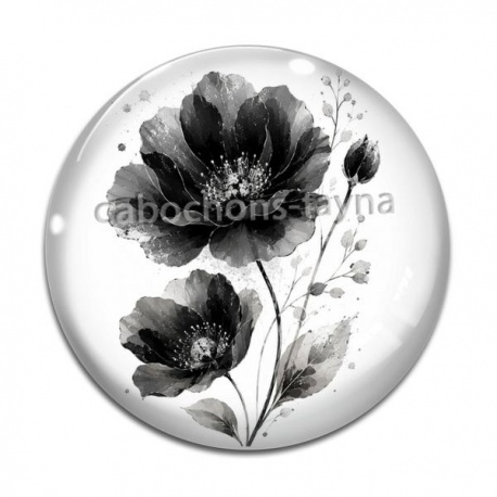 Cabochon Verre - coquelicot