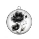 Pendentif Cabochon Argent - coquelicot