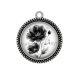 Pendentif Cabochon Argent - coquelicot