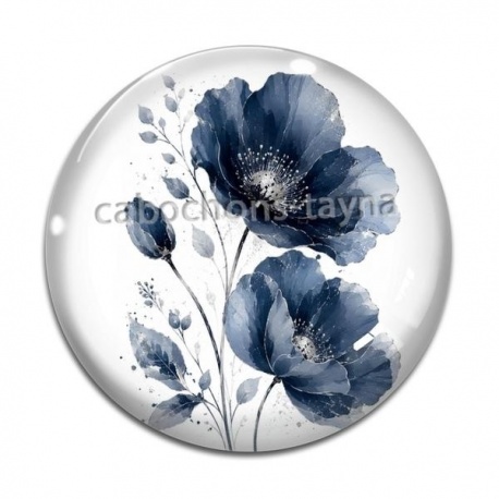 Cabochon Verre - coquelicot
