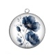Pendentif Cabochon Argent - coquelicot