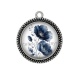Pendentif Cabochon Argent - coquelicot