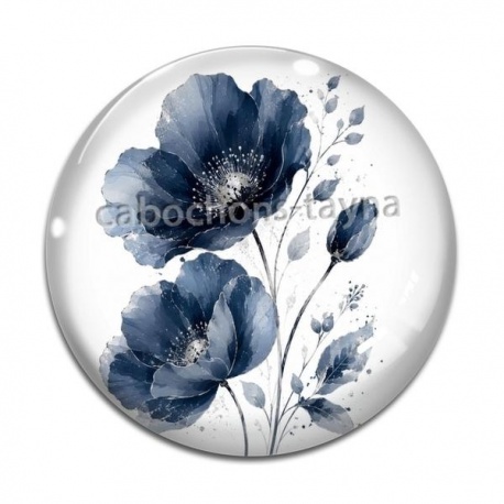 Cabochon Verre - coquelicot