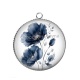 Pendentif Cabochon Argent - coquelicot