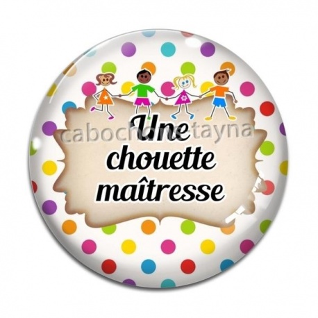 Cabochon Verre - chouette maîtresse