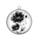 Pendentif Cabochon Argent - coquelicot