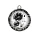 Pendentif Cabochon Argent - coquelicot