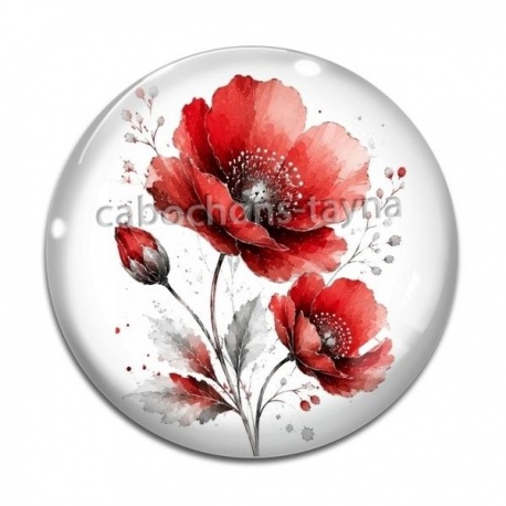 Cabochon Verre - coquelicot